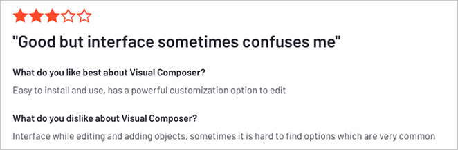 Visual Composer customer review