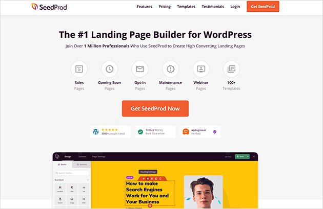 SeedProd best WordPress landing page plugin