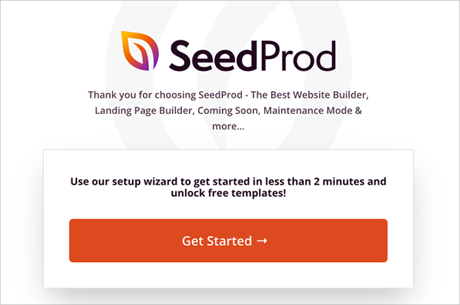 Starting the SeedProd setup wizard