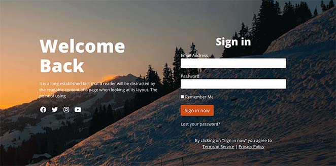 Welcome login page template