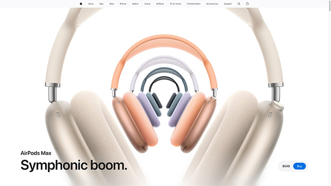 Apple AirPods Max product landing page example