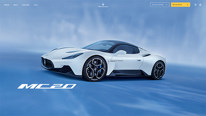 Maserati product landing page examples