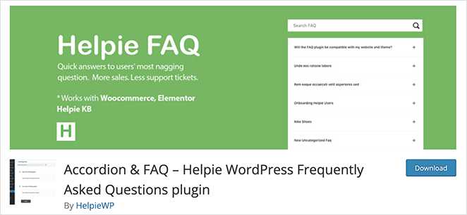 Helpie FAQ WordPress FAQ plugin free