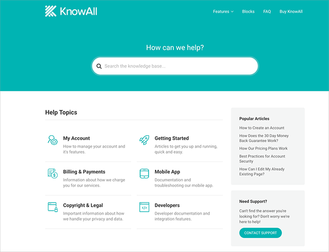 KnowAll knowledgebase theme home