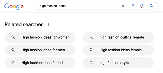 Recherches Google liées aux idées de haute couture