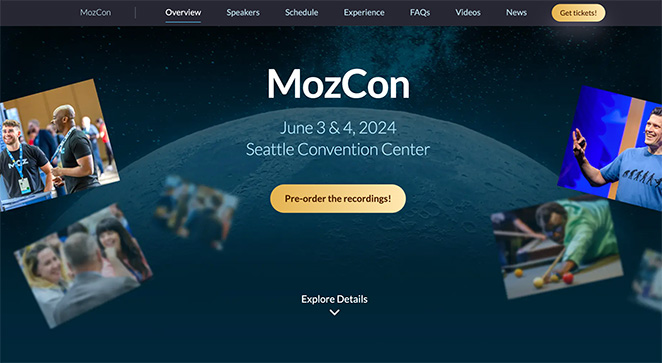 Mozcon event landing page example