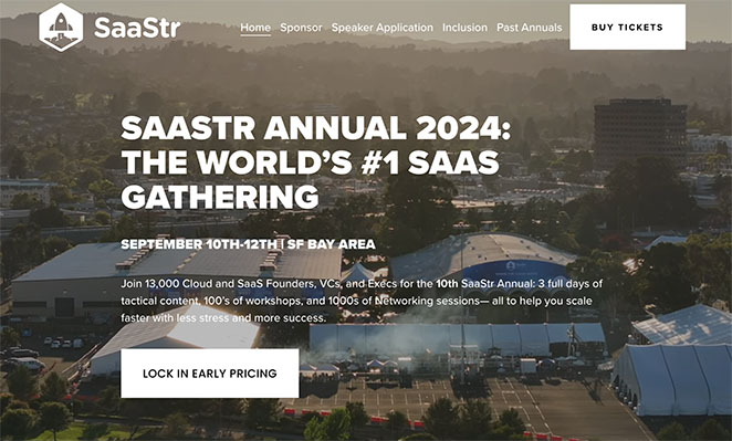 SaaStr event landing page example