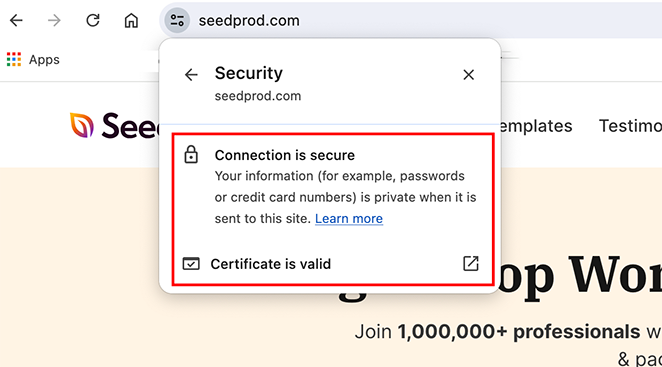 Secure SSL certificate example