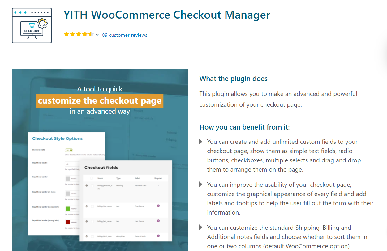 YITH WooCommerce checkout manager