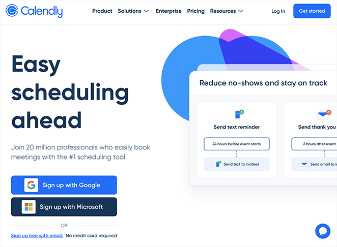 Calendly landing page example