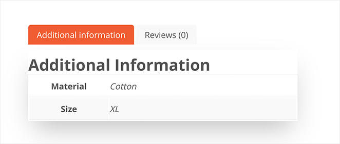 Customized WooCommerce additional information tabs