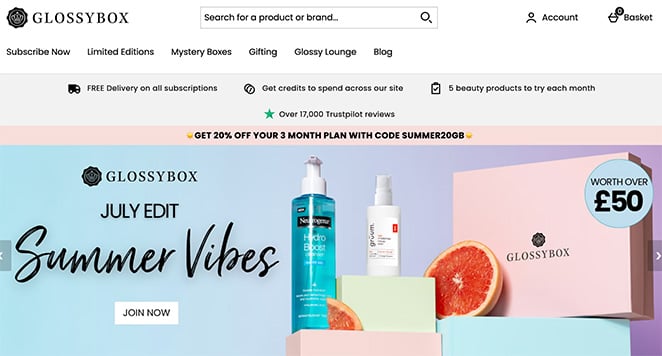 glossybox one product store example