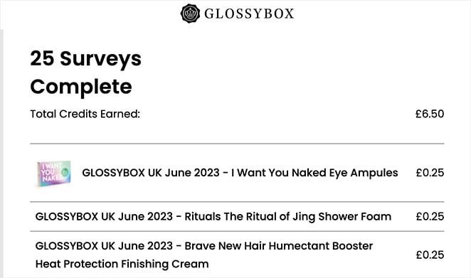 GlossyBox survey rewards