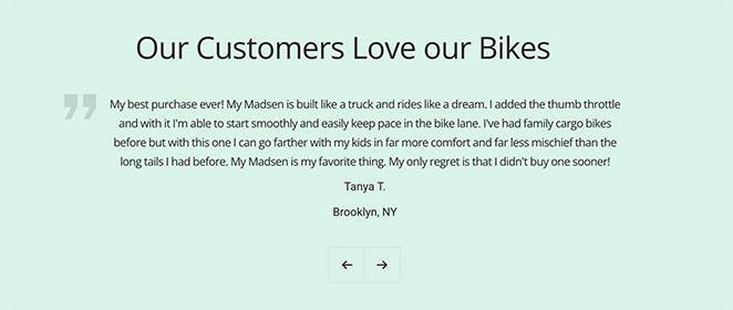 Madsen cycles testimonial examples