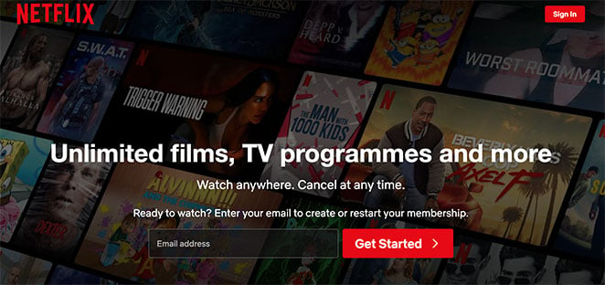 Netflix squeeze page example