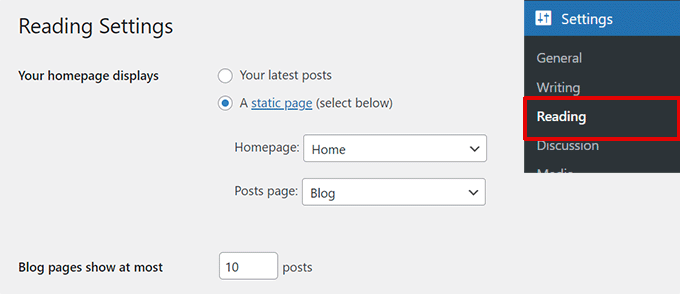 Set up a static front page in WordPress