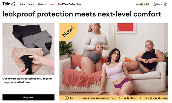 Thinx one product store examples