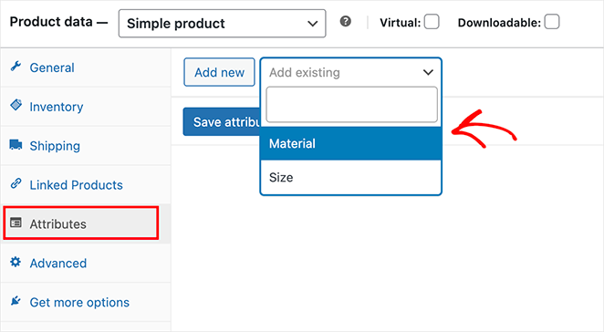 WooCommerce product data attributes