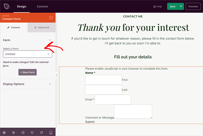 WPForms contact form