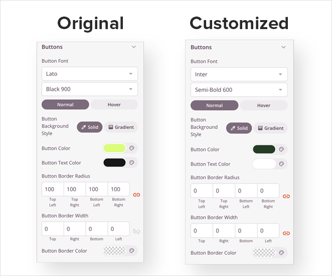 Custom WordPress theme button settings