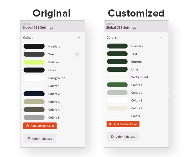 Custom WordPress theme colors