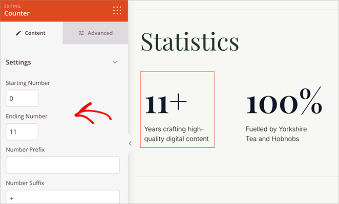 Custom WordPress theme number counters