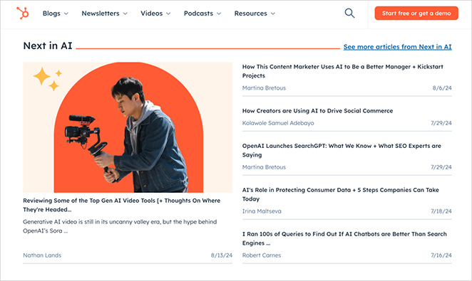 HubSpot blog posts category layout