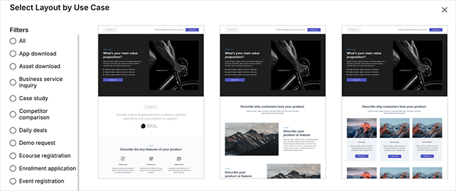 Instapage landing page templates