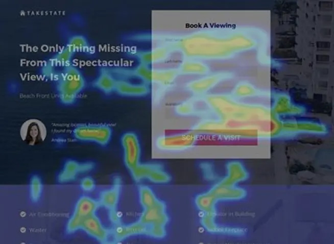 Instapage mouse tracking heatmap example