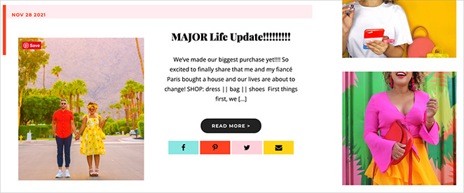 Fashion blog posts layout grid