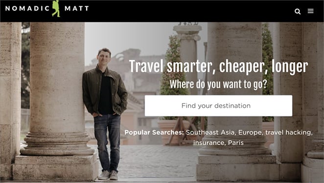 Nomadic Matt travel blog example