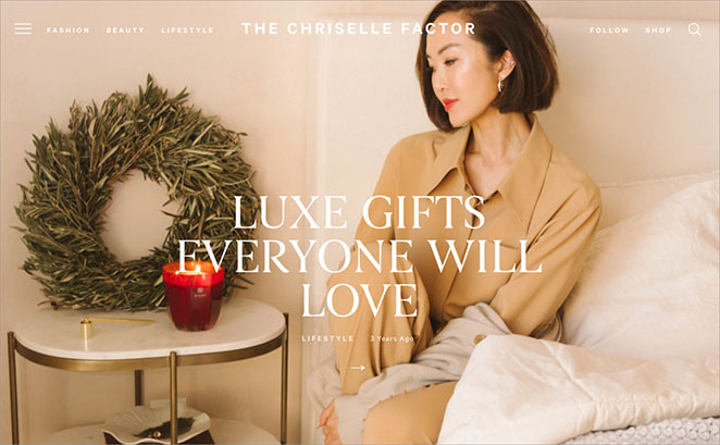 The Chriselle Factor blog layout example