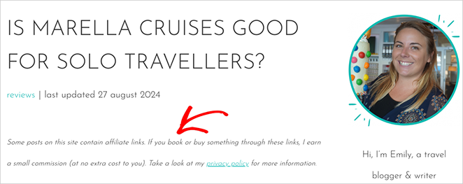 Travel blog affiliate disclosure