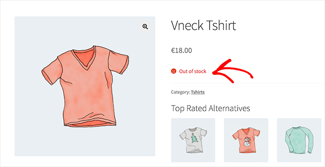 WooCommerce out of stock product example