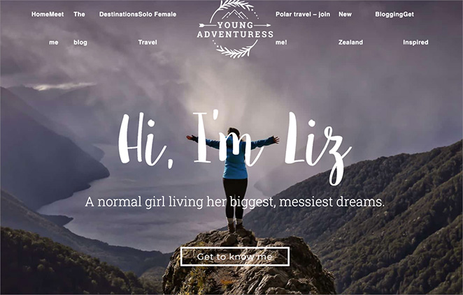 Young Adventuress blog layout example