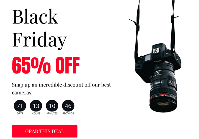 Black Friday landing page design made with SeedProd