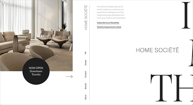 Home Societe Asymmetrical website layout example