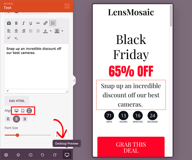 Preview black friday landing page design on mobile