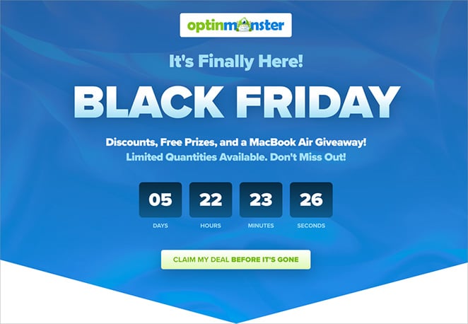 OptinMonster black friday landing page design example