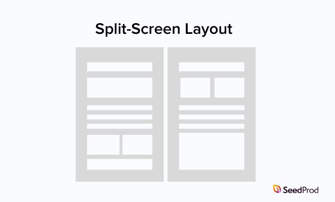 Split screen website layout example