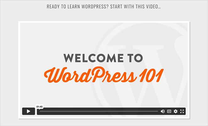 WP101 welcome page video