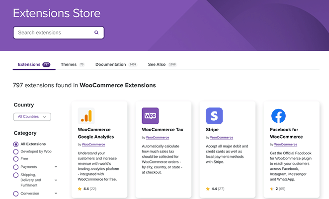 WooCommerce extensions store