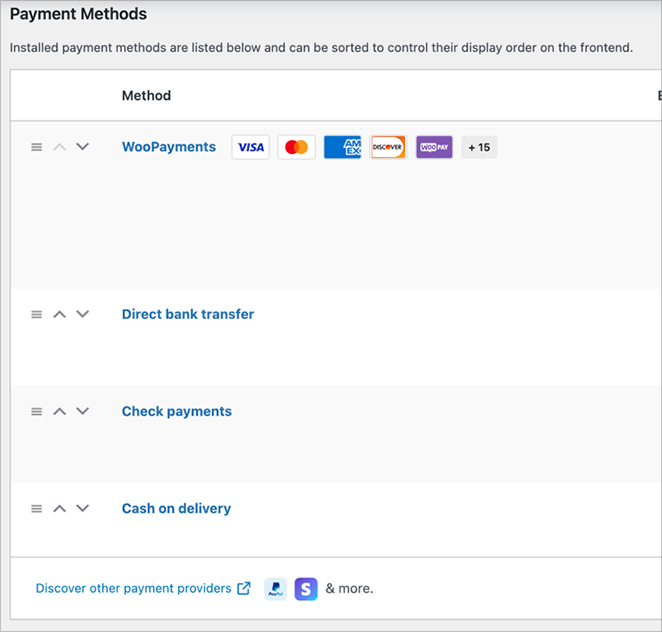 WooCommerce payment methods