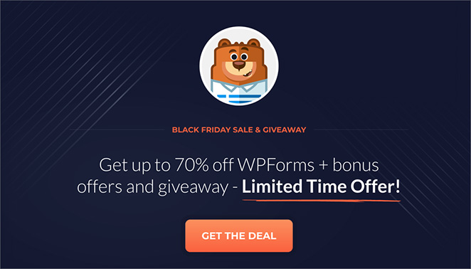 WPForms black friday landing page design example