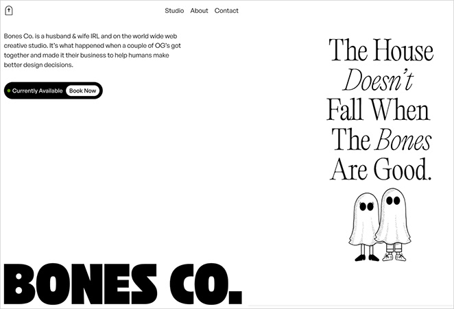 Bones Co. Business website homepage