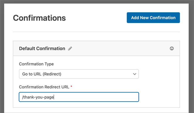 WPForms go to URL redirect form confirmations