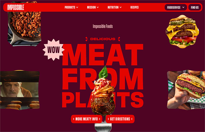 Impossible Meat business website homepage