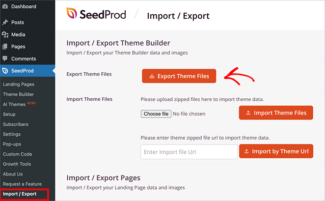 Export AI website theme files