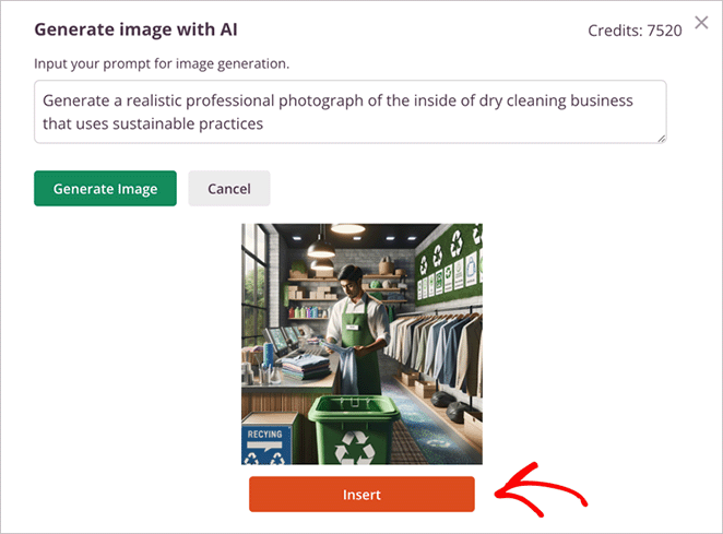 Insert AI generated image