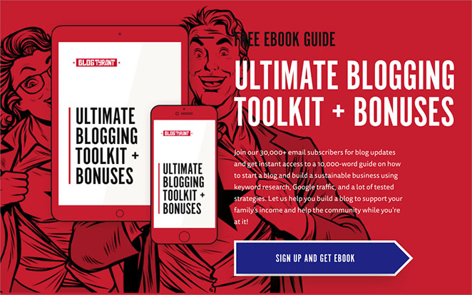 BlogTyrant ebook landing page example